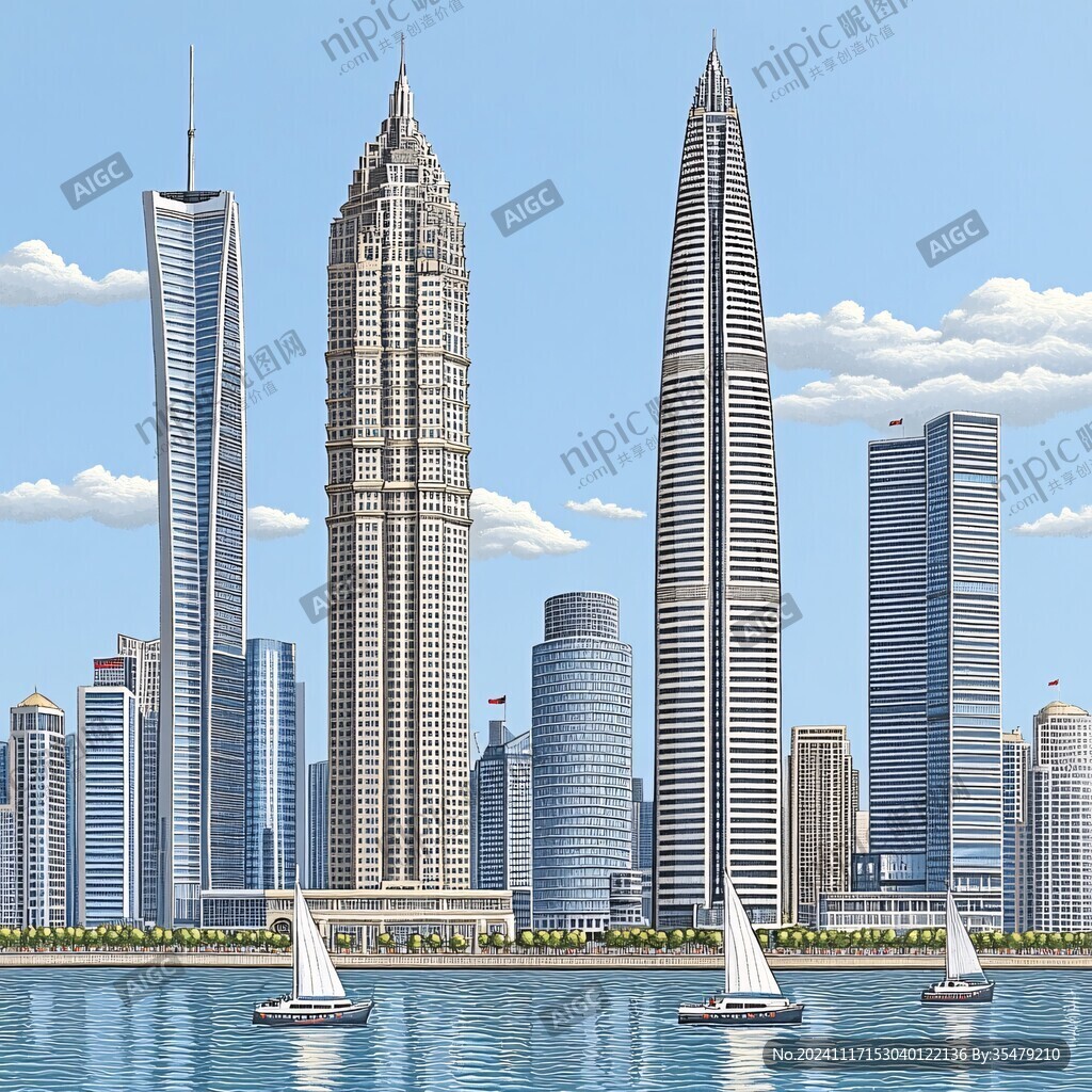 底特律城市插畫素材