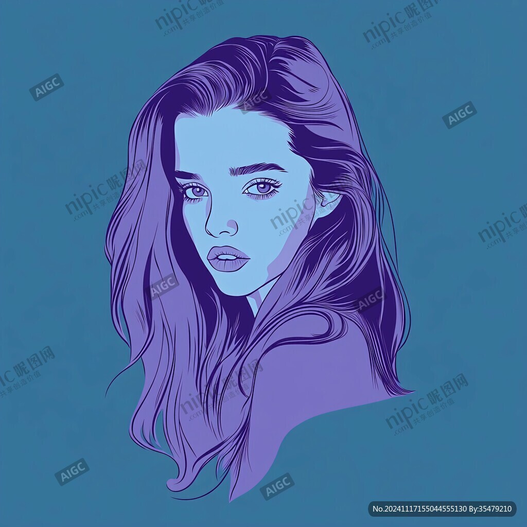 人物頭像美女插畫