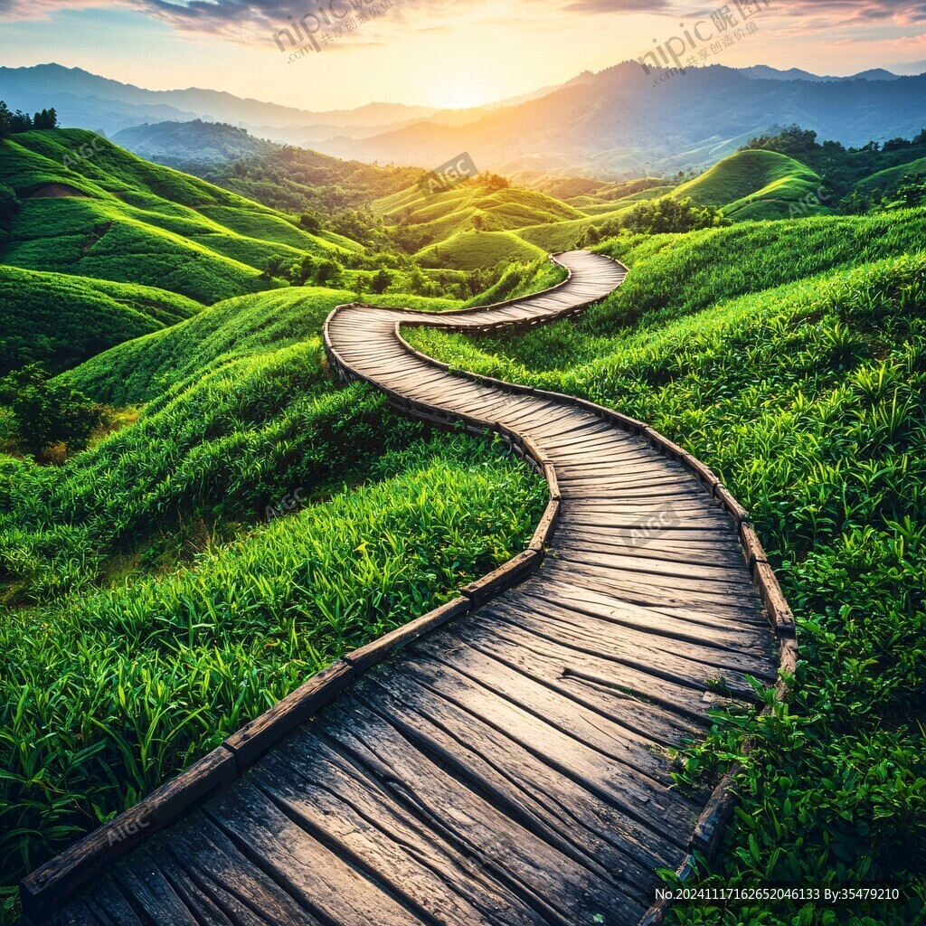 起伏的木棧道