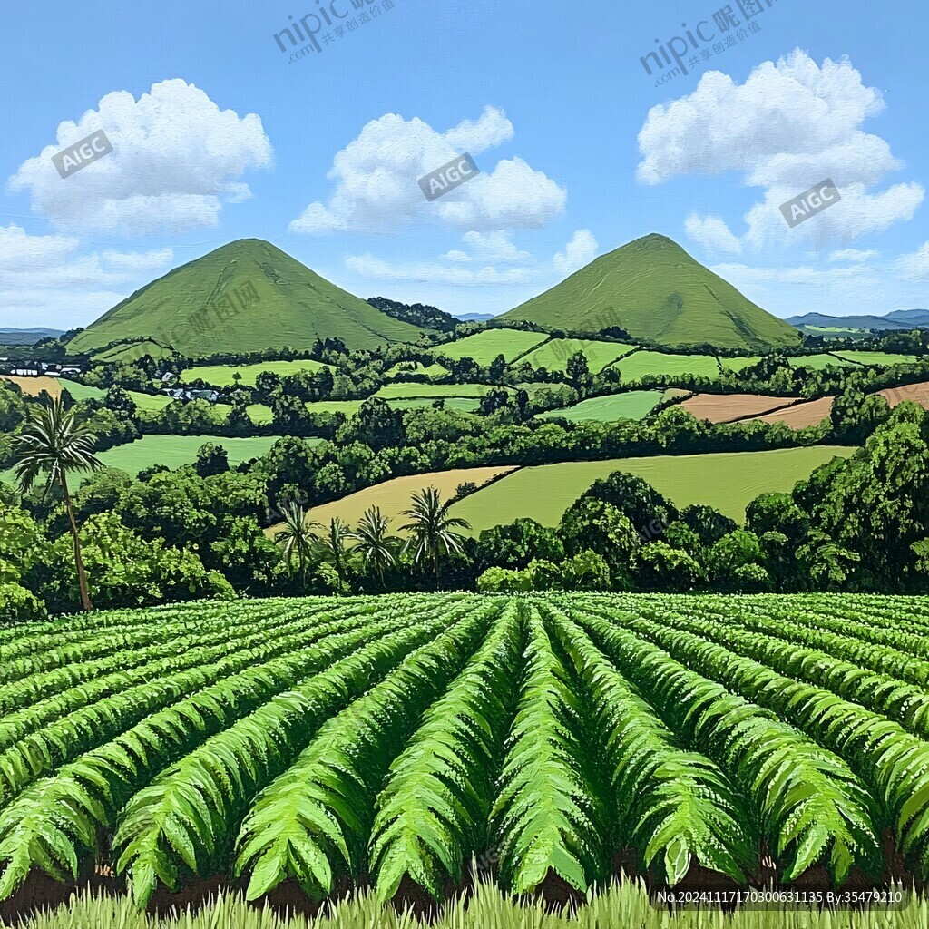 綠色丘陵自然風景