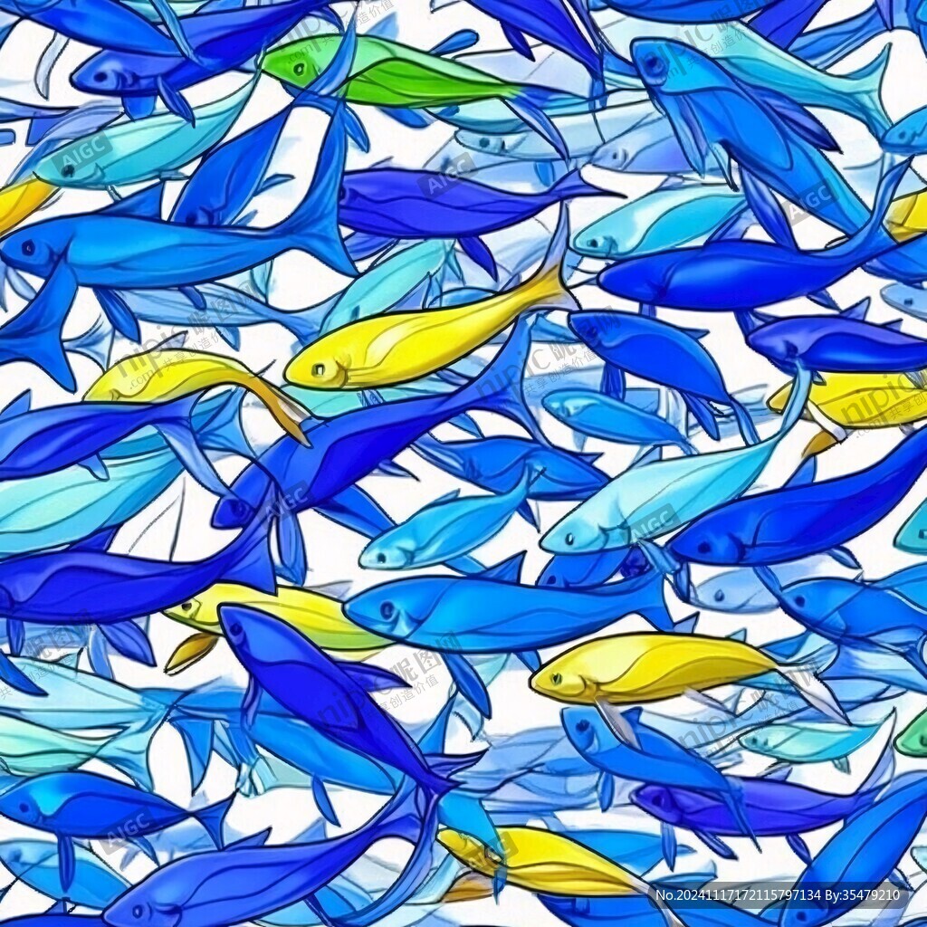 海洋魚提花印花