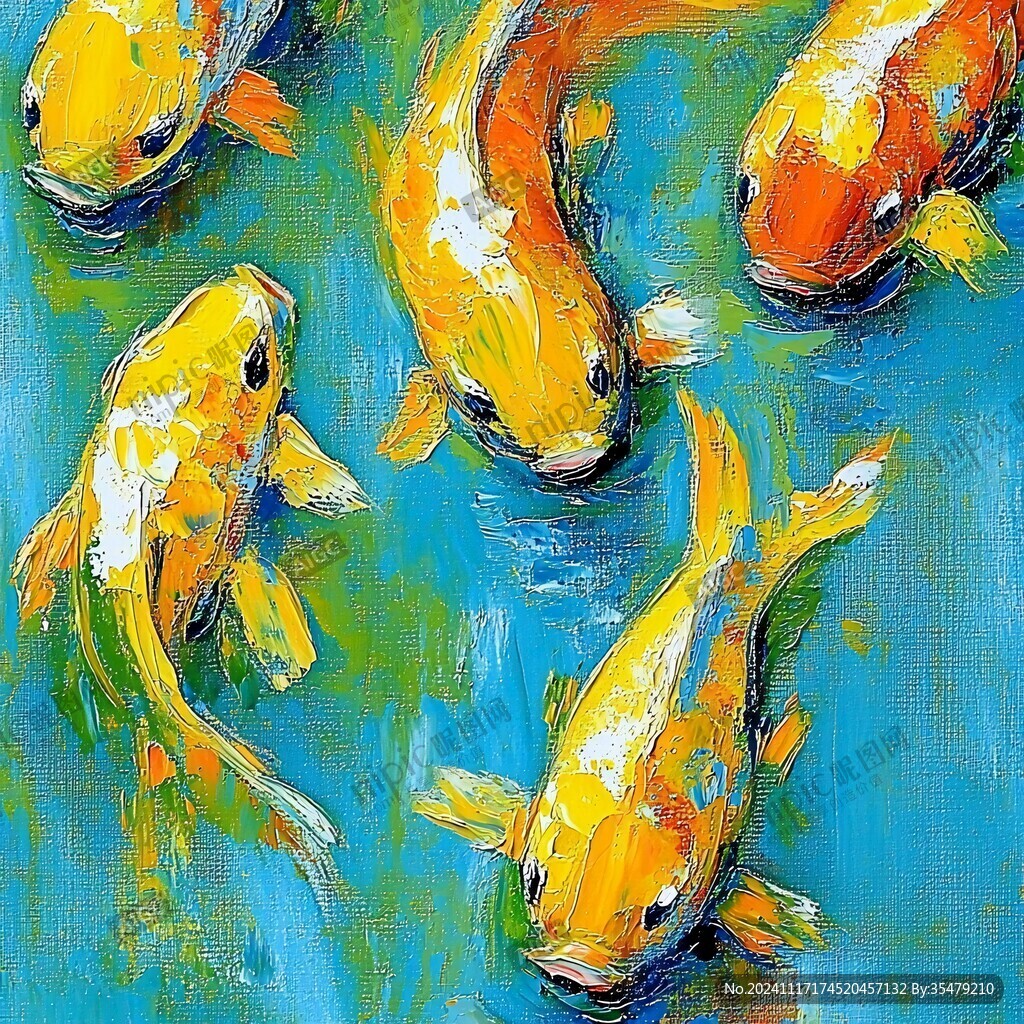 錦鯉油畫