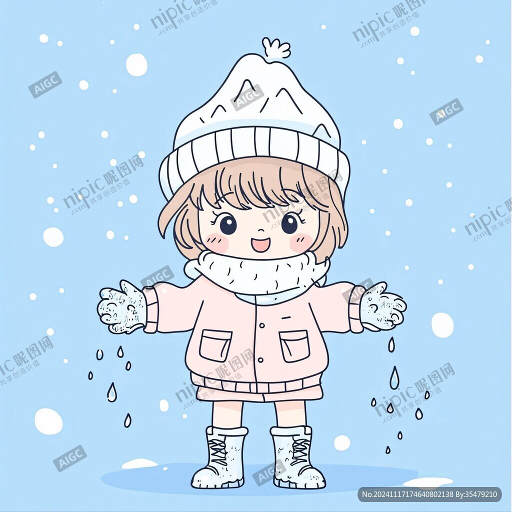 大雪女孩插畫
