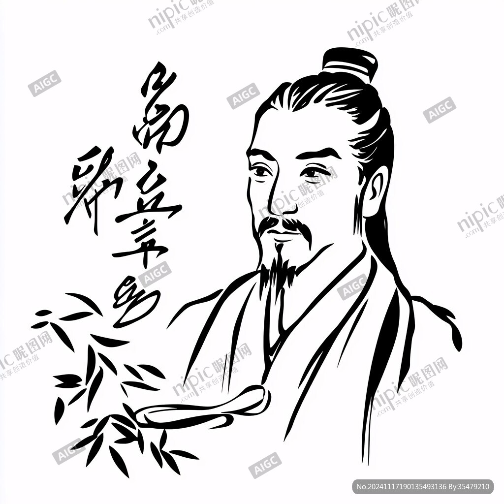 祖沖之頭像線稿
