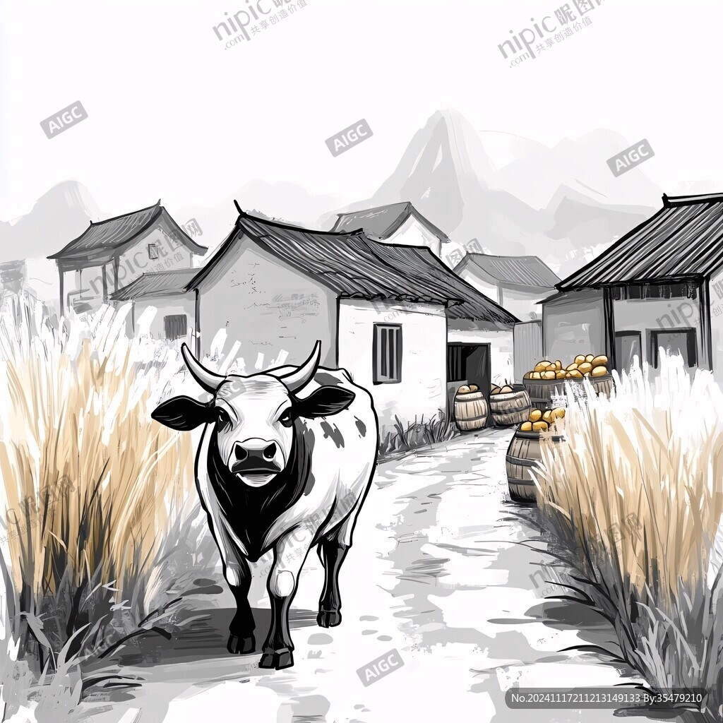 農家散養插畫