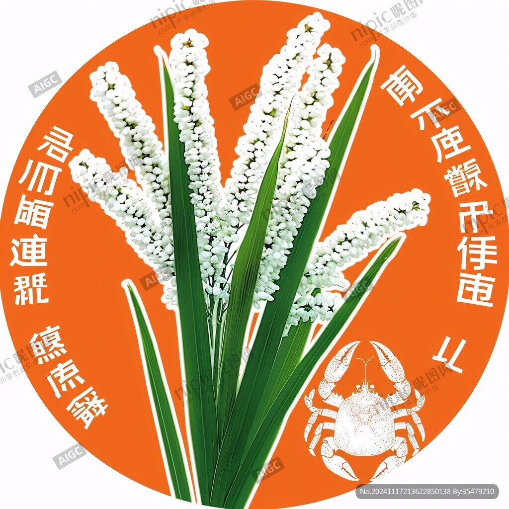 水稻螃蟹插畫