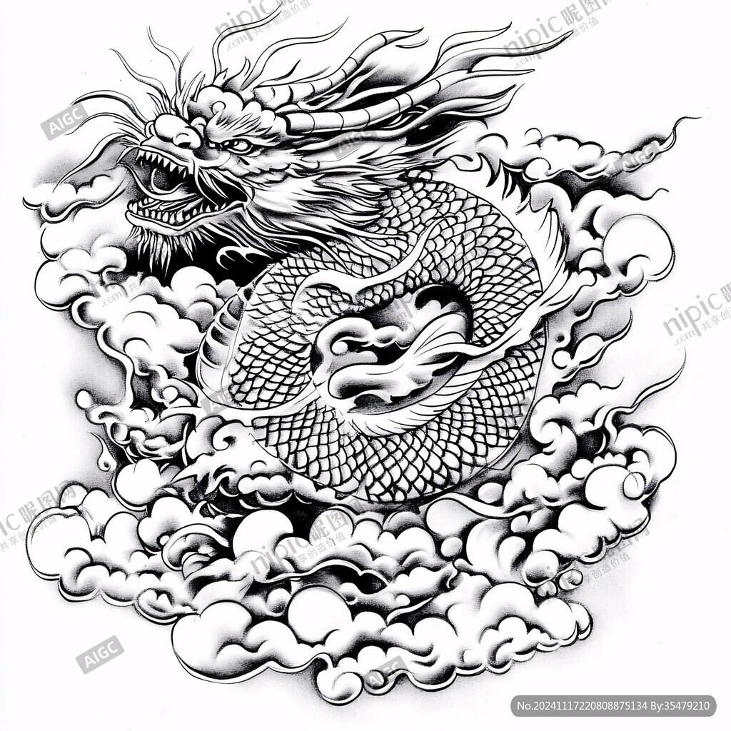 線描簡約版龍?zhí)ь^