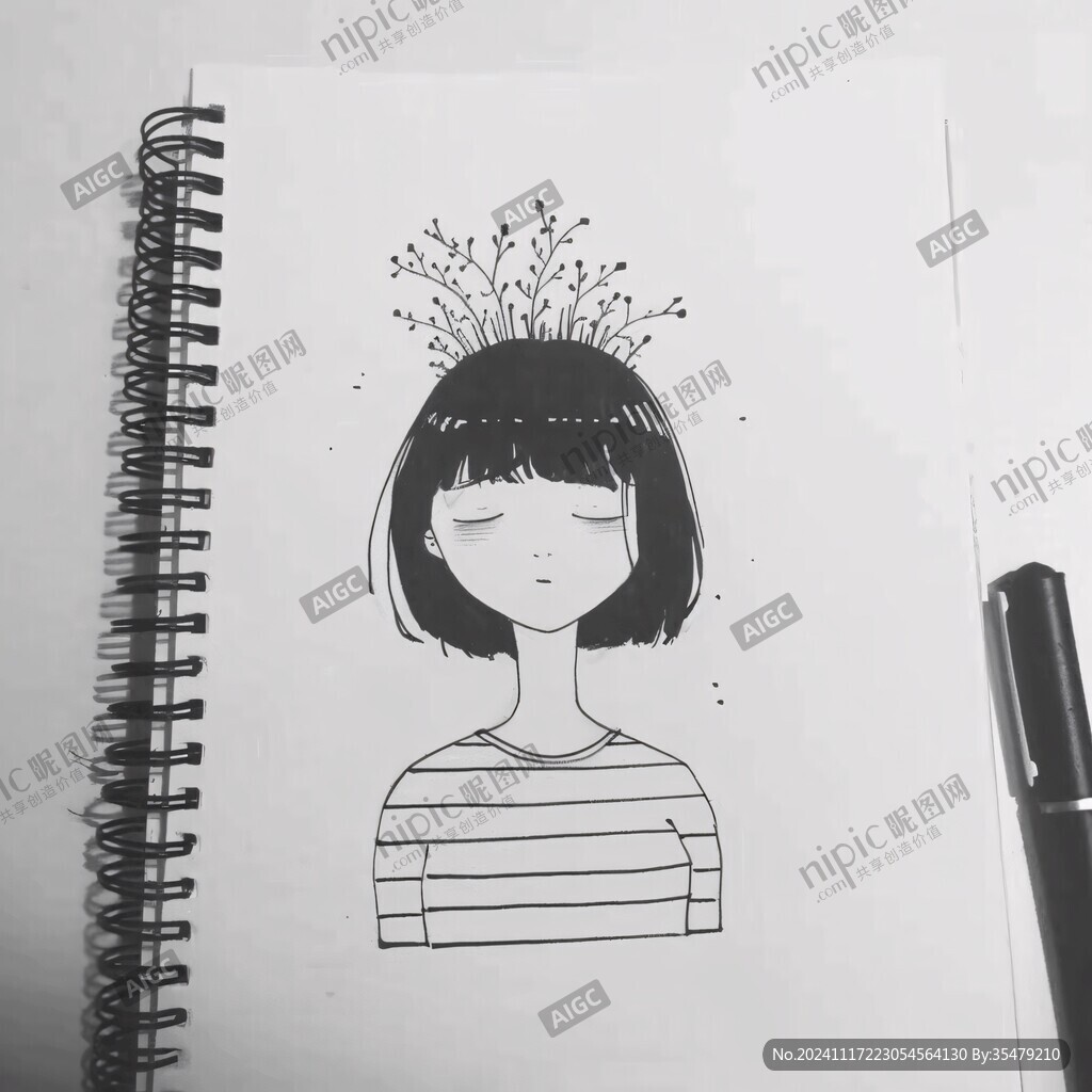 線條畫女生