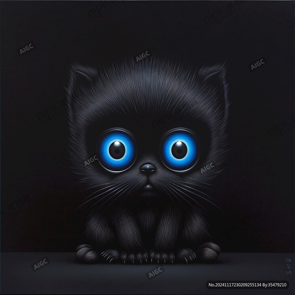 小黑貓插畫