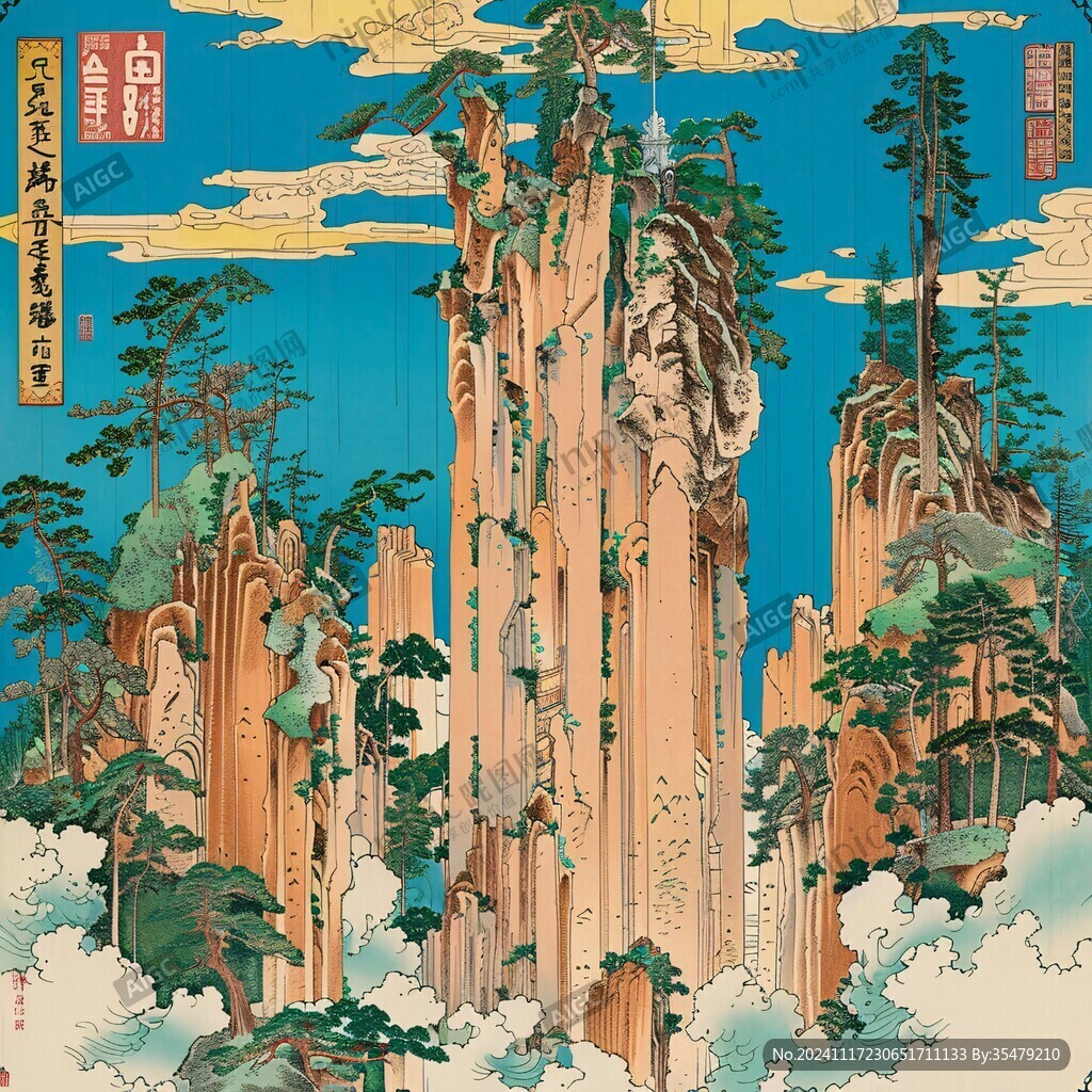 迎客松包裝插畫