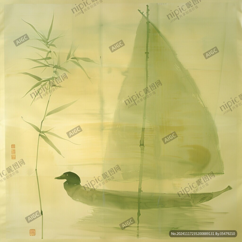 竹林飛鳥花鳥木窗劃船