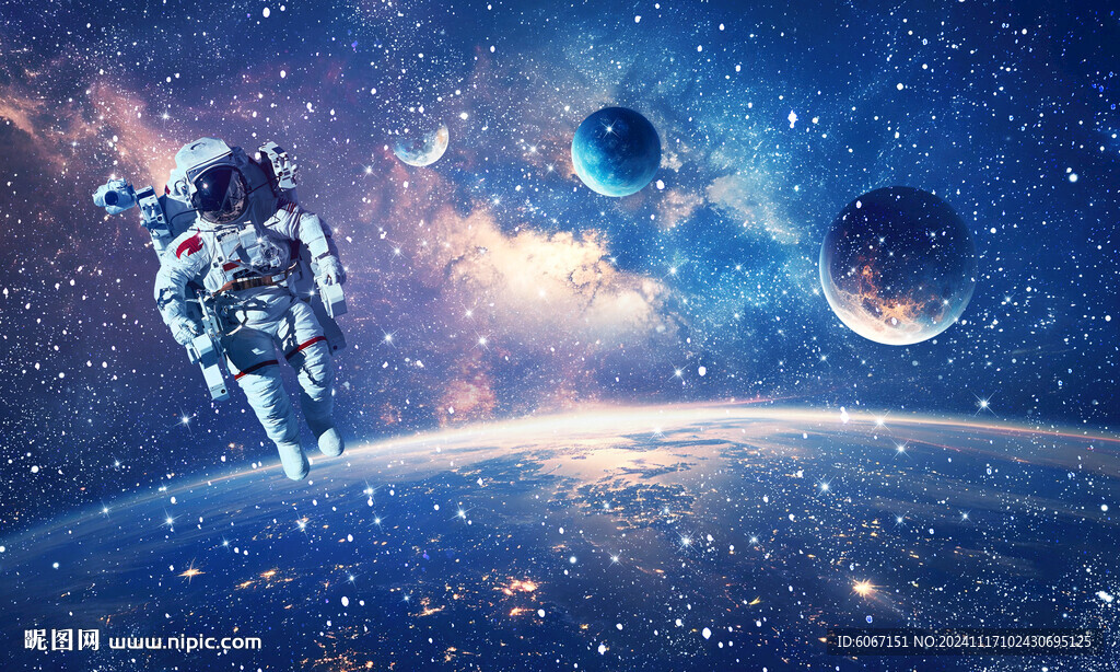 太空星球宇航員銀河宇宙星空背景