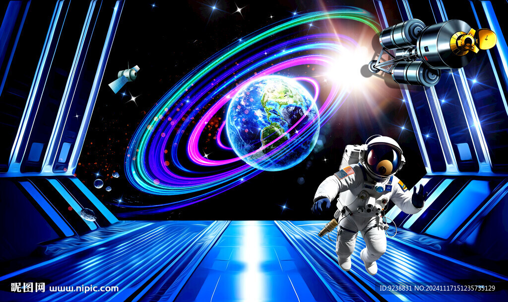 宇宙星球太空宇航員銀河星空背景
