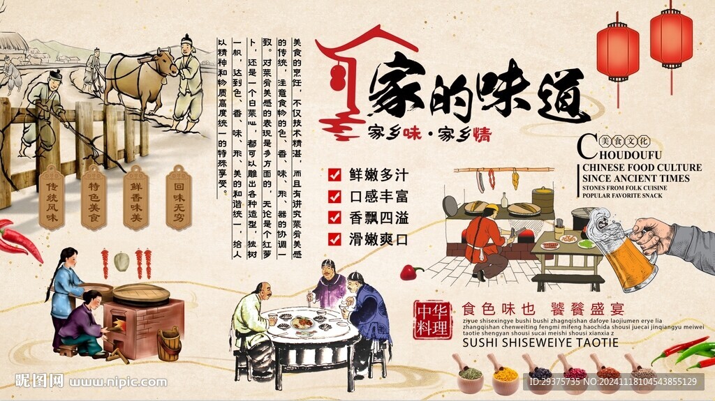 家的味道背景墻