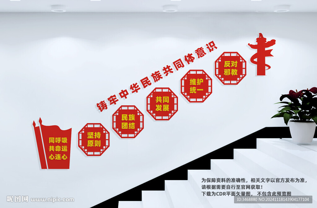 鑄牢民族共同體意識(shí)樓梯文化墻