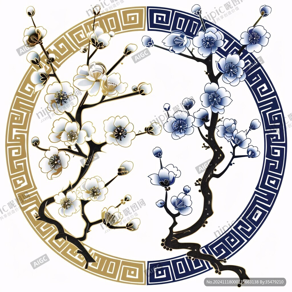 新中式圓形梅花