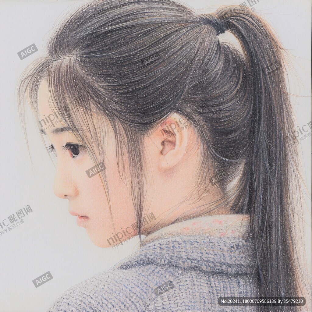 女孩側(cè)面素材