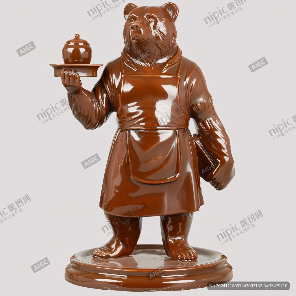 咖啡色小熊雕塑