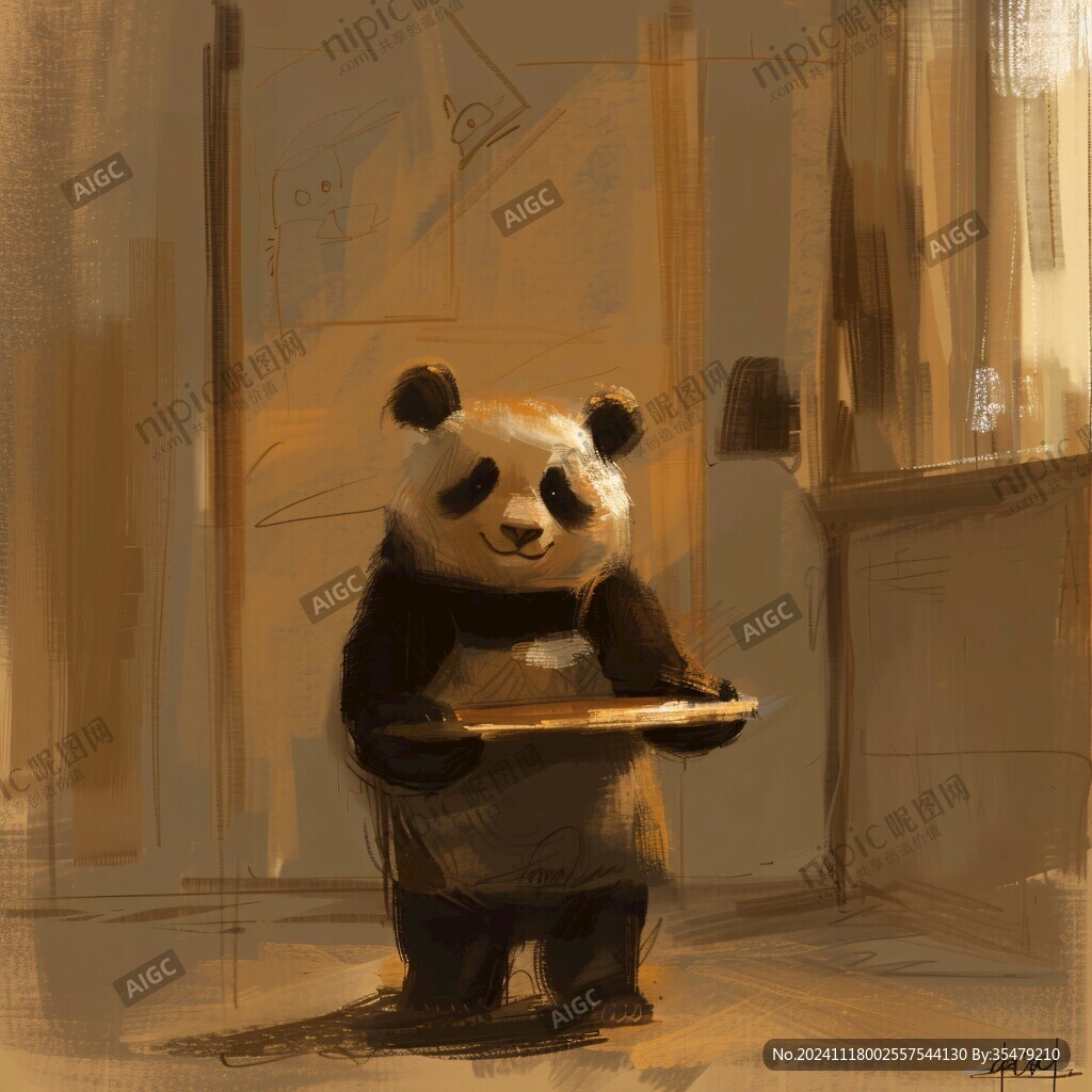 大熊貓美食插畫