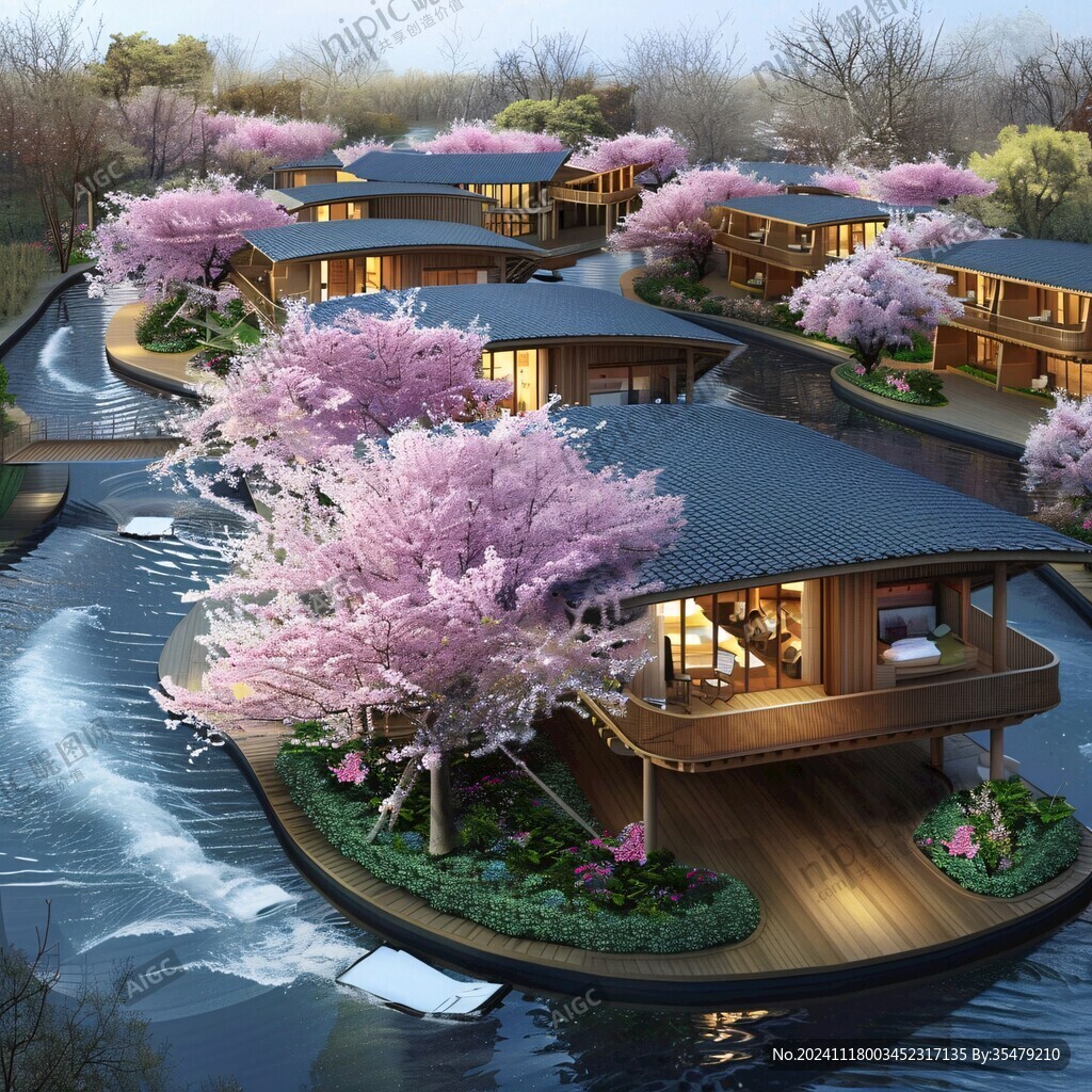 臨水建筑效果圖