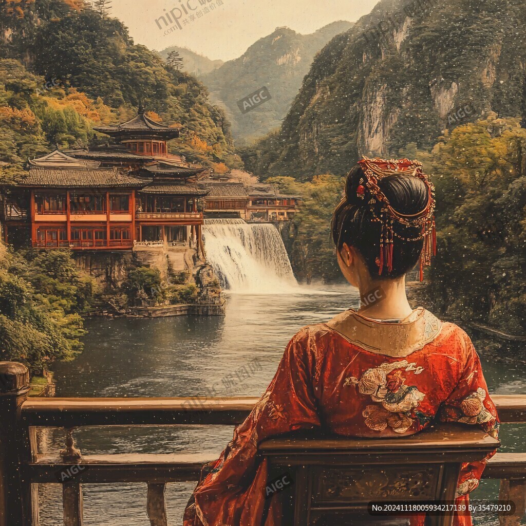 國(guó)風(fēng)美女背影
