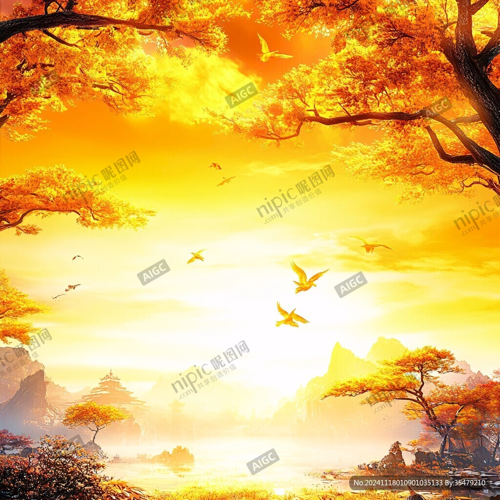 迎客松背景裝飾畫