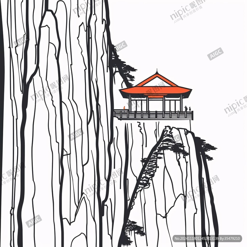 迎客松線描