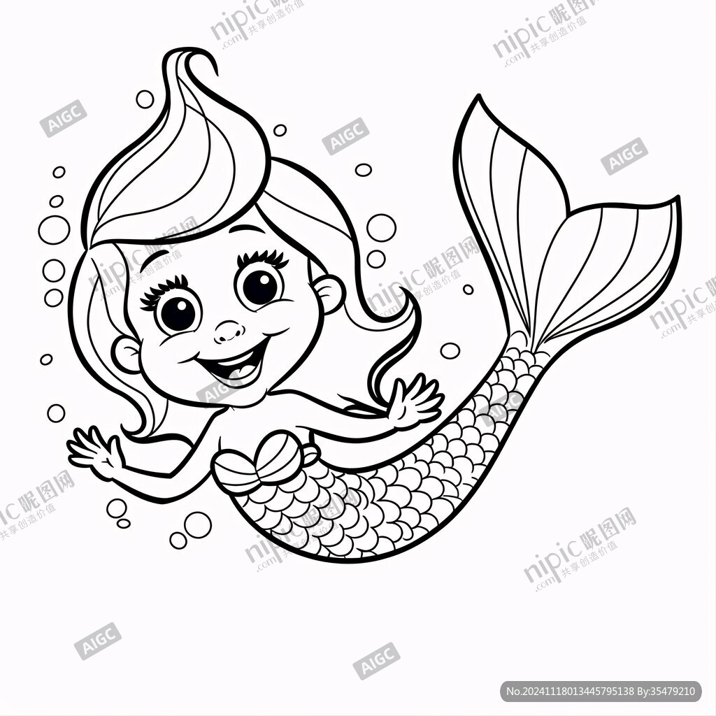 簡約美人魚簡筆畫