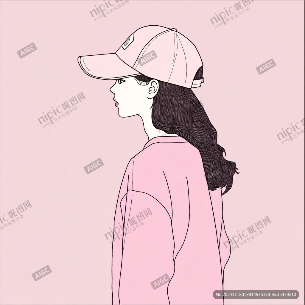 粉色女孩背影