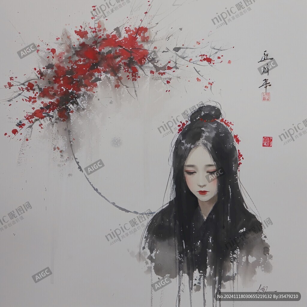 古風人像水墨