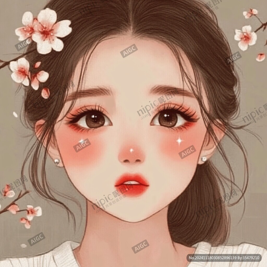 女孩插畫頭像