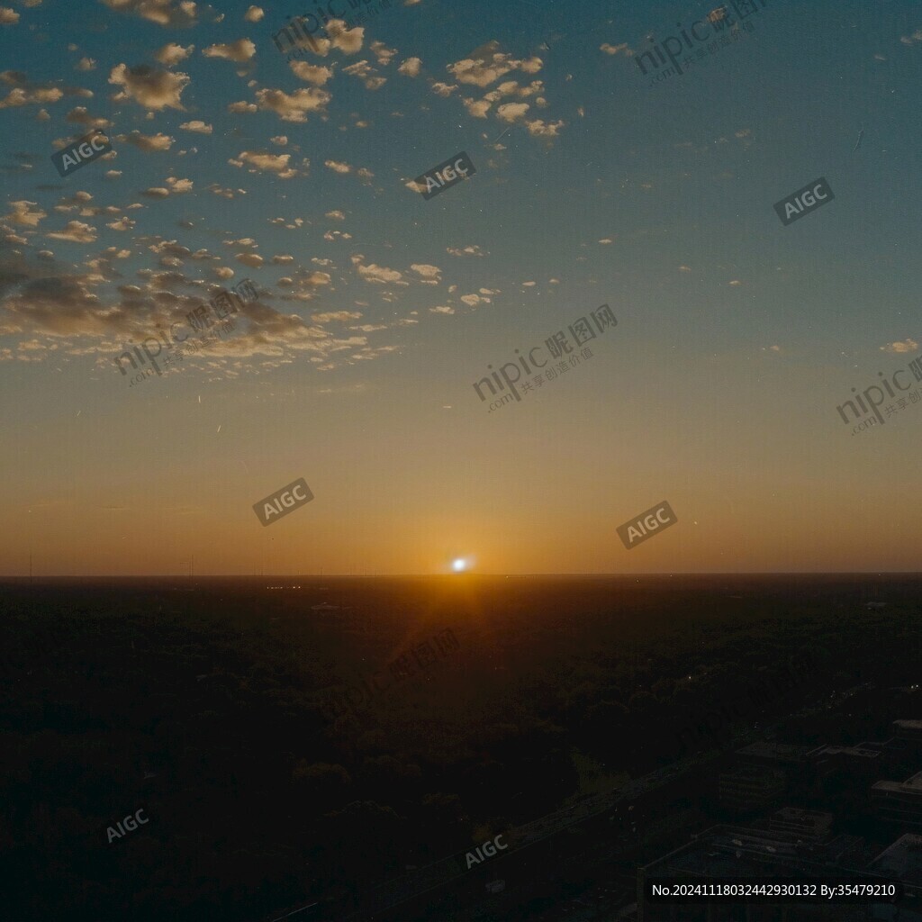 航拍夕陽