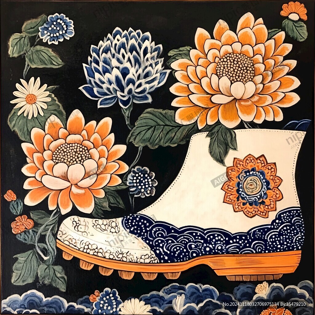 國潮菊花插畫