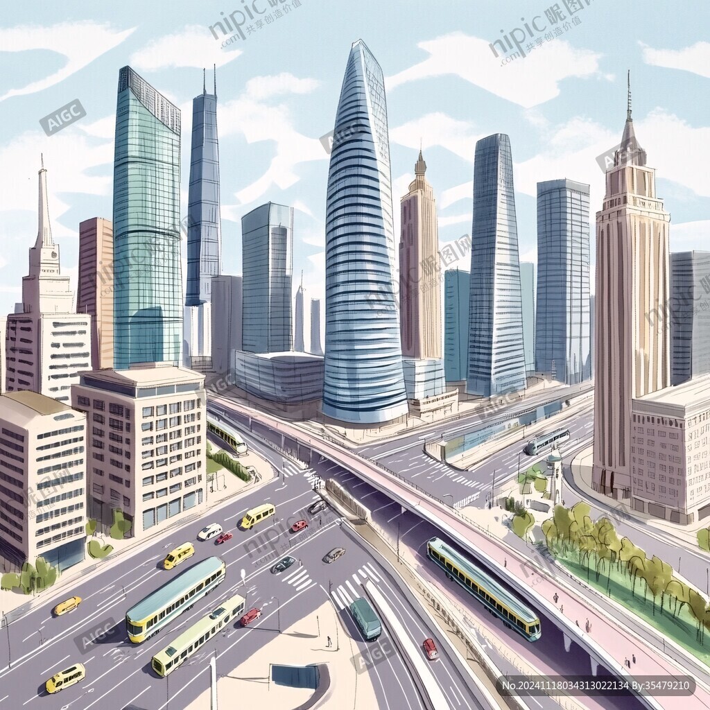 北上廣深城市建筑插畫