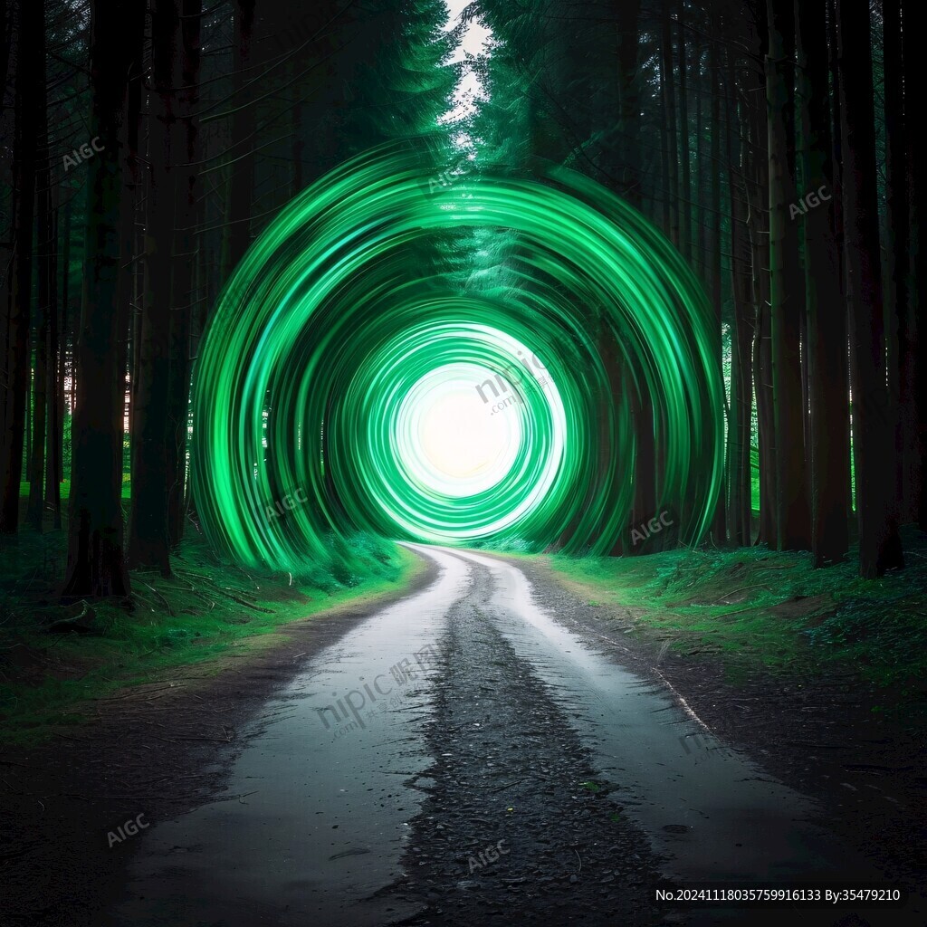 綠色的燈光隧道