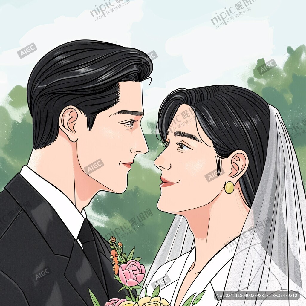 結(jié)婚照插畫