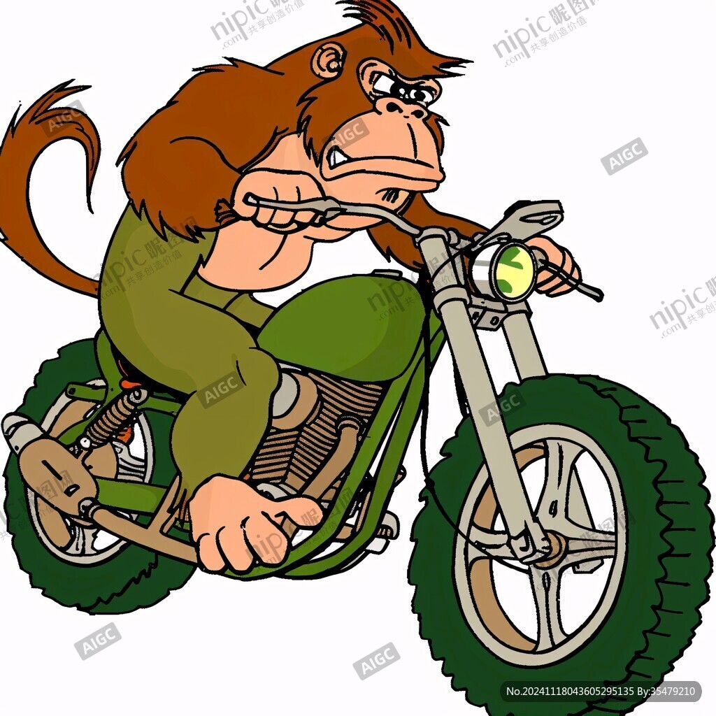 卡通賽車手騎摩托車