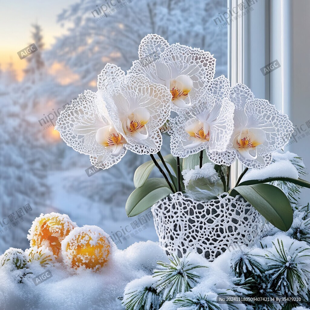 冬季玻璃窗花