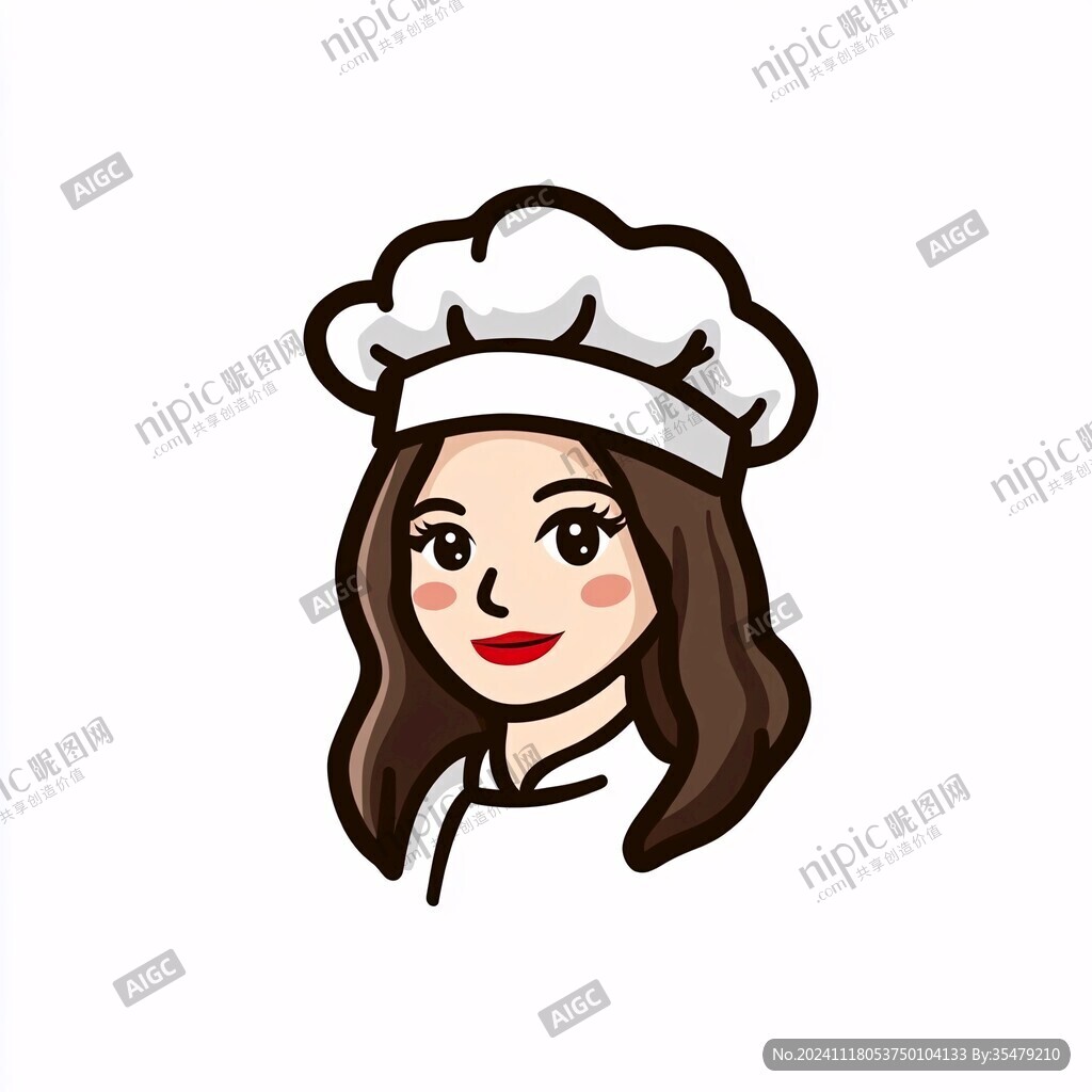 卡通美女廚師頭像