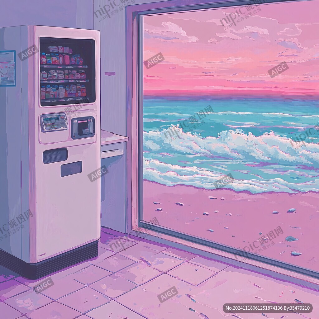 粉紅色超現實海景