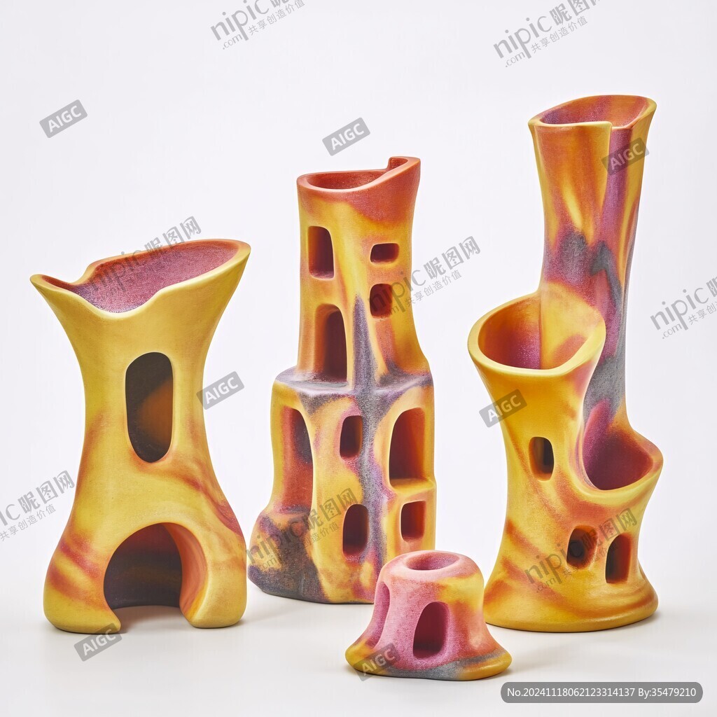 低溫釉多色陶器