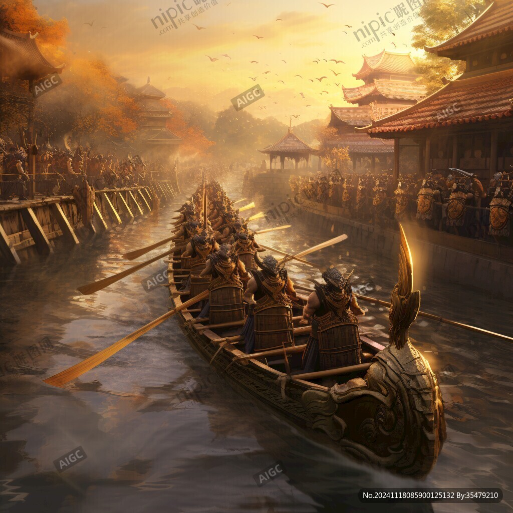 端午賽龍舟古風場景