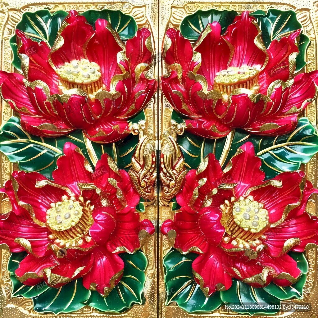 貼金彩繪蓮花