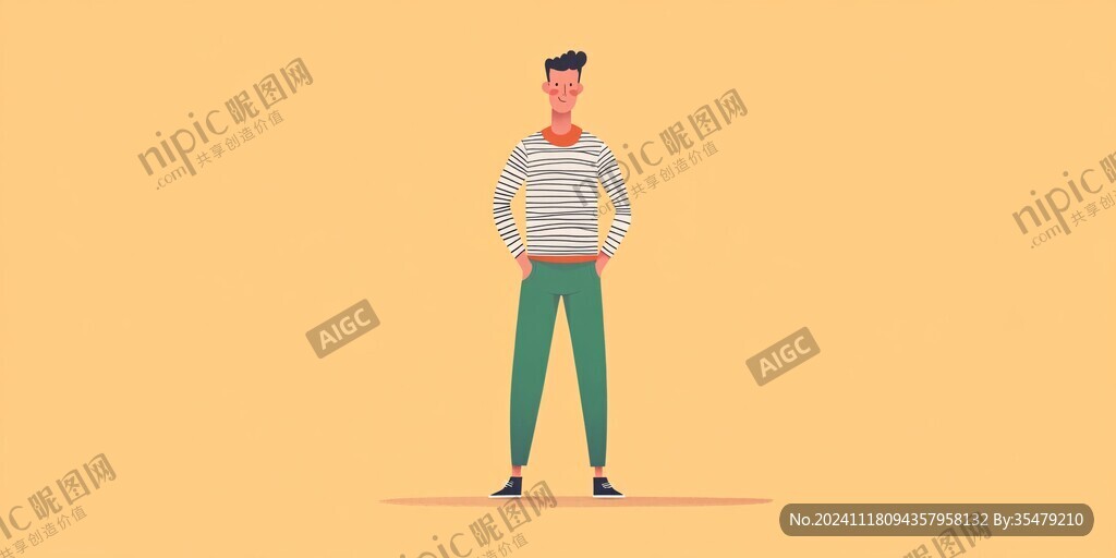 卡通人物年輕男性