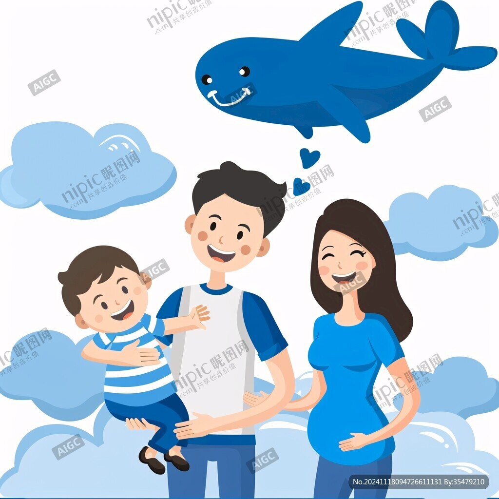卡通一家人幸福的一家