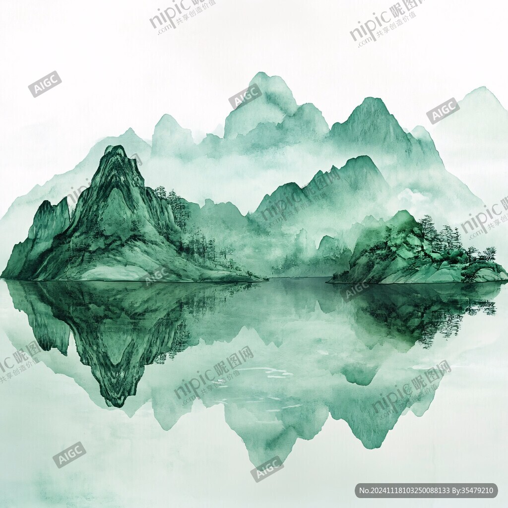 倒影創(chuàng)意山水畫