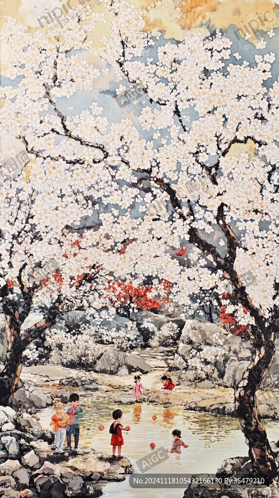 油畫桃花開