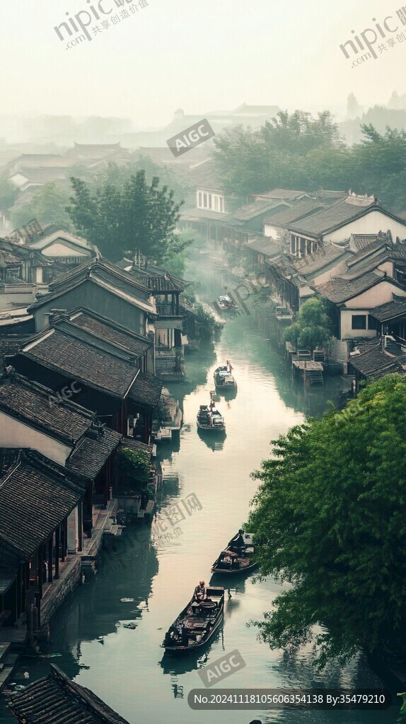 靜謐寧靜江南水鄉風景