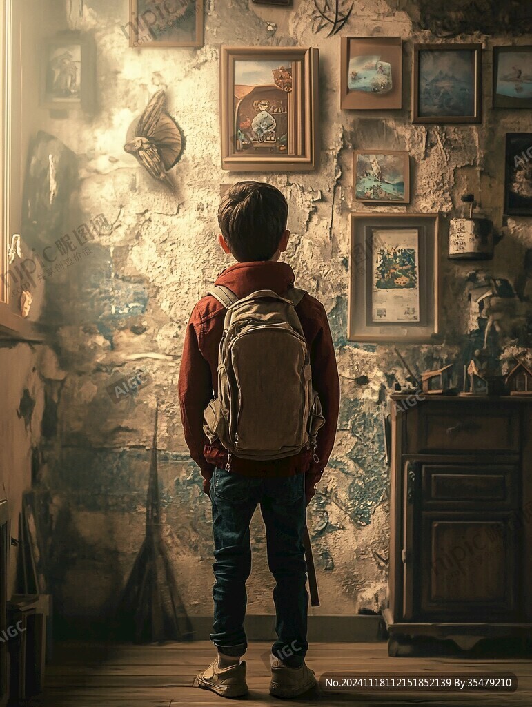 看畫展的男孩