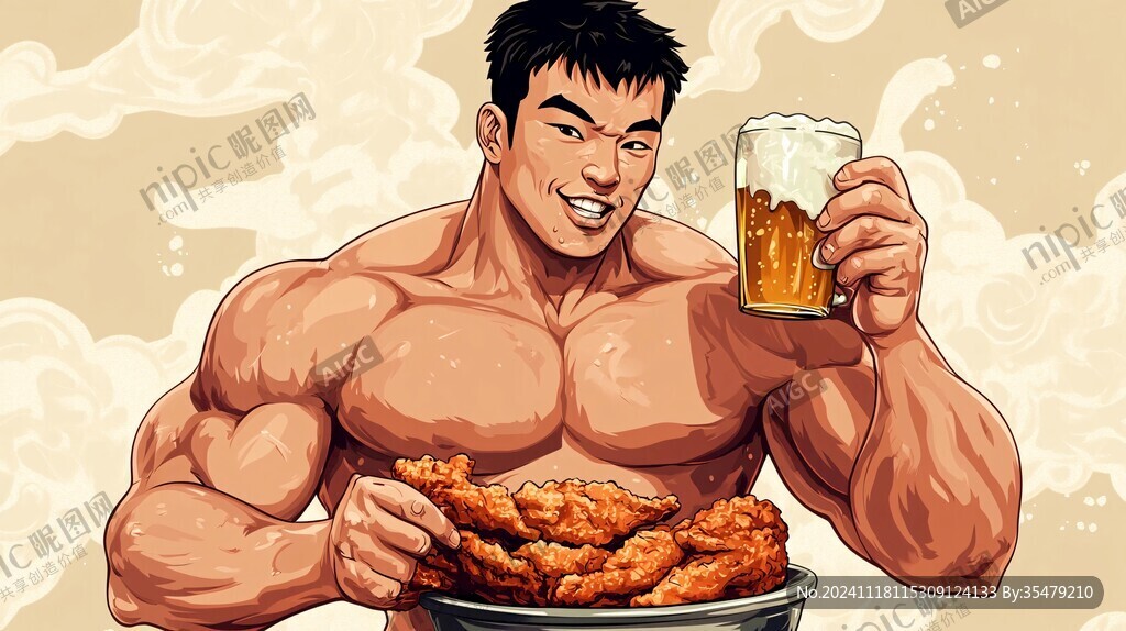 炸雞啤酒創(chuàng)意插畫